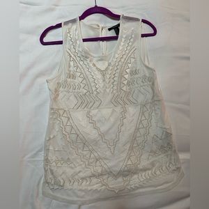 Forever 21 White Beaded Sleeveless Top
